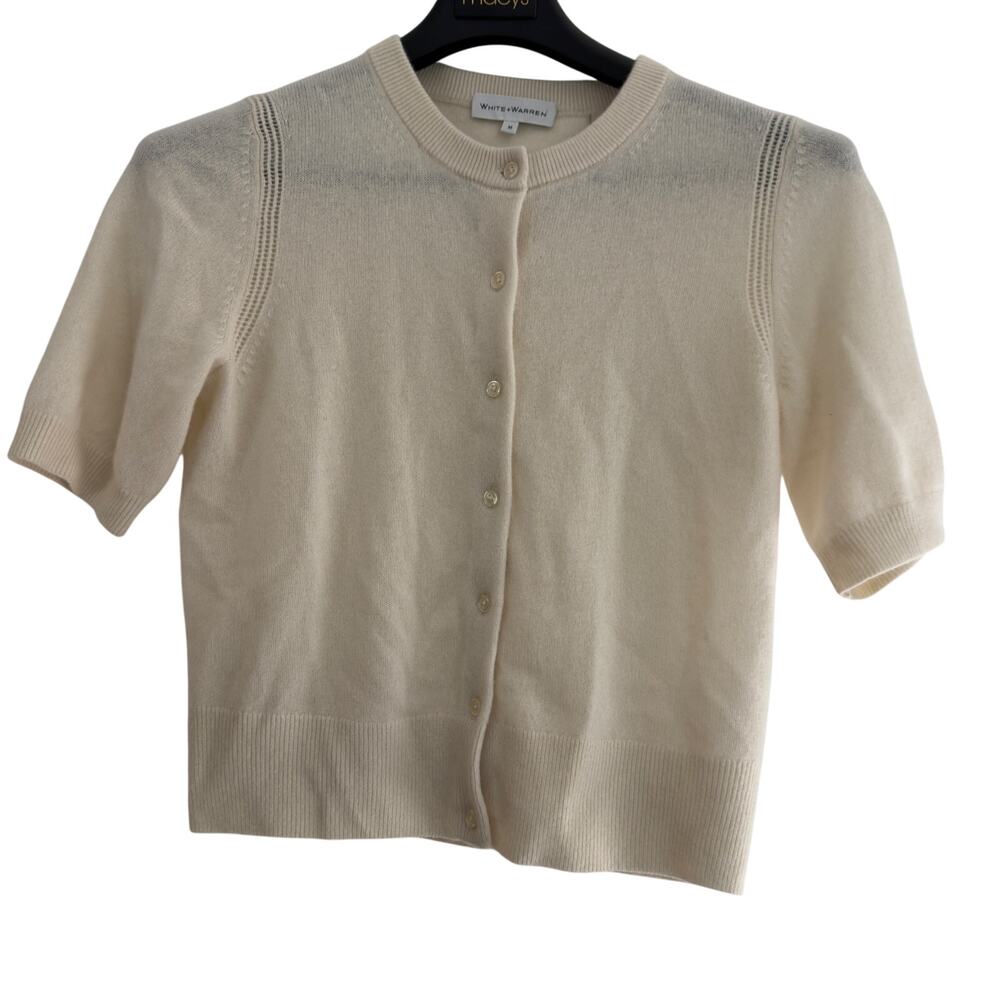 White + Warren Short Sleeve Cashmere Cardigan size medium